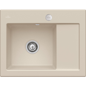 Villeroy and Boch Subway 45 Compact built-in sink 331202AM left, with waste set, pop-up waste, 650 x 510 mm, almond CeramicPlus