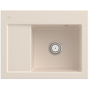 Villeroy and Boch Subway 45 Compact built-in sink 331301FU right, with waste set, 650 x 510 mm, manual operation, ivory CeramicPlus