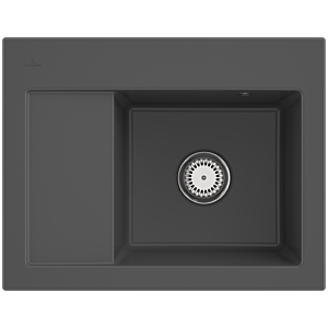 Évier encastrable compact Villeroy et Boch Subway 45 331301i4 à droite, avec garniture de vidage , 650 x 510 mm, commande manuelle, graphite CeramicPlus
