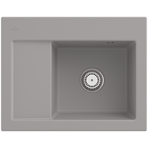 Évier encastrable compact Villeroy et Boch Subway 45 331301KD à droite, avec garniture de vidage , 650 x 510 mm, commande manuelle, Fossil CeramicPlus