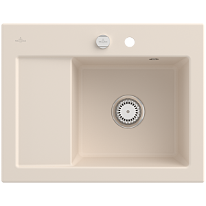 Villeroy and Boch Subway 45 Compact built-in sink 331302FU right, with waste set, pop-up waste, 650 x 510 mm, ivory CeramicPlus