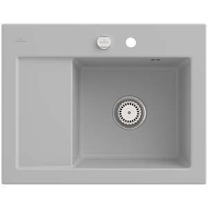 Villeroy &amp; Boch Subway 45 Compact built-in sink 331302SM right, with waste set and eccentric operation, 650 x 510 mm, Steam