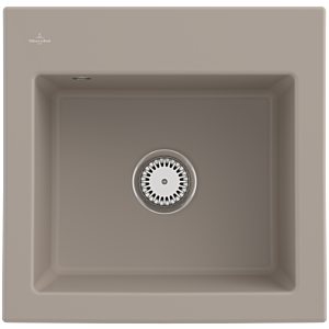 Villeroy und Boch Subway 50 S Einbauspüle 331501AM mit Ablaufgarnitur und Handbetätigung, 525 x 510 mm, Almond