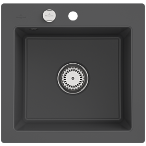 Villeroy and Boch Subway flush-mounted sink 33152Fi4 with waste set and eccentric actuation, graphite