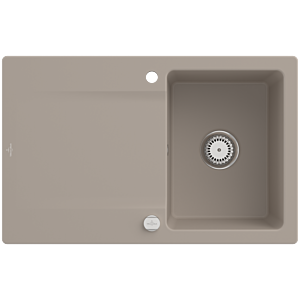 Villeroy and Boch Siluet sink 333402AM with drain fitting and eccentric operation, Almond