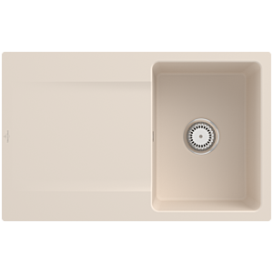 Villeroy und Boch Flächenbündige Spüle 33341FFU mit Ablaufgarnitur und Handbetätigung, Ivory