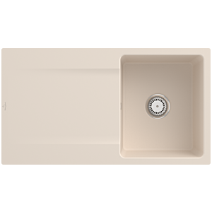 Évier de Villeroy et Boch avec garniture de vidage et commande manuelle, Ivoire