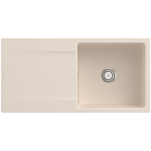 Villeroy and Boch Siluet Flush-fitting sink 33361FFU with waste set and manual operation, Ivory