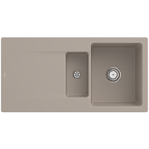 Villeroy and Boch Siluet sink 333701AM with waste set and manual operation, Almond