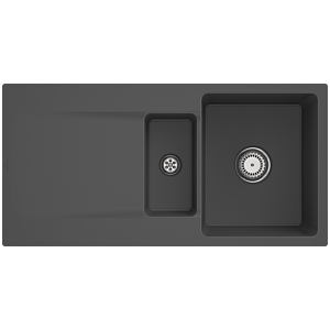 Villeroy und Boch Siluet Flächenbündige Spüle 33371Fi4 mit Ablaufgarnitur und Handbetätigung, Graphit