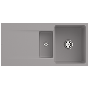 Villeroy und Boch Siluet Flächenbündige Spüle 33371FKD mit Ablaufgarnitur und Handbetätigung, Fossil