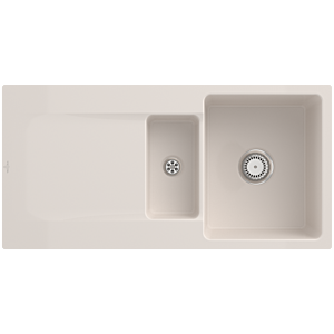 Villeroy und Boch Siluet Flächenbündige Spüle 33371FKR mit Ablaufgarnitur und Handbetätigung, Crema