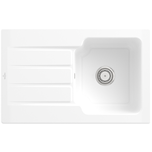 Villeroy et Boch Architectura MetalRim évier 334001R1 blanc , garniture de vidange avec commande manuelle