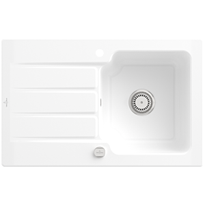 Villeroy et Boch Architectura évier 334002R1 blanc , garniture de vidange avec actionnement excentrique