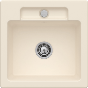 Villeroy and Boch Siluet flush-mounted sink 33452FFU with waste set and eccentric actuation, Ivory
