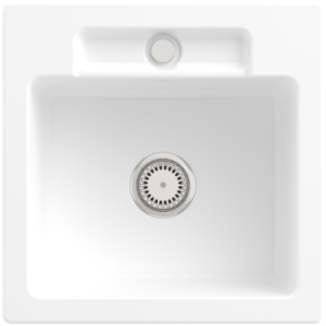 Villeroy et Boch Siluet évier 334501RW avec garniture de vidage et commande manuelle, Stone White