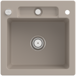 Villeroy and Boch Siluet sink 334502AM with drain fitting and eccentric actuation, Almond