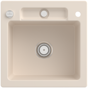 Villeroy and Boch Siluet sink 334502FU with drain fitting and eccentric actuation, Ivory