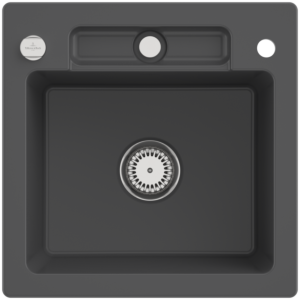 Villeroy and Boch Siluet sink 334502i4 with drain fitting and eccentric actuation, graphite