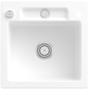 Villeroy et Boch Siluet évier 334502R1 avec garniture de vidage et actionnement excentrique, blanc