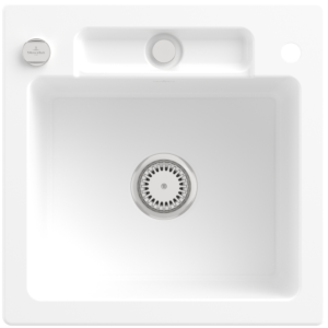 Villeroy und Boch Siluet Spüle 334502RW mit Ablaufgarnitur und Exzenterbetätigung, Stone White