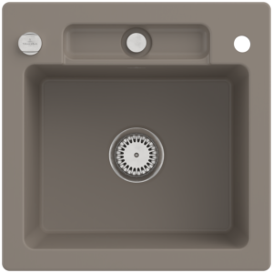 Villeroy and Boch Siluet sink 334502TR with drain fitting and eccentric actuation, Timber