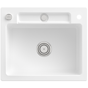 Villeroy et Boch Siluet évier 334602KG avec garniture de vidage et actionnement excentrique, Blanc Neige