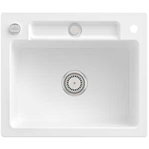 Villeroy et Boch Siluet évier 334602RW avec garniture de vidage et actionnement excentrique, Stone White