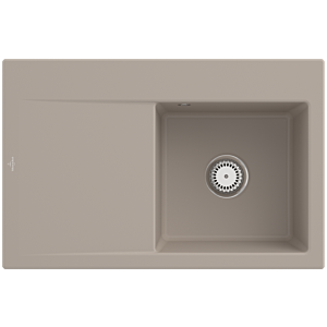 Villeroy and Boch Subway Style 45 built-in sink 334701AM right, with drain fitting, manual operation, almond CeramicPlus, 78 x 51 cm
