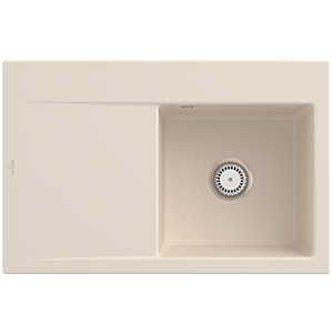 Villeroy und Boch Subway Style 45 Einbauspüle 334701FU rechts, mit Ablaufgarnitur, Handbetätigung, ivory CeramicPlus, 78 x 51 cm