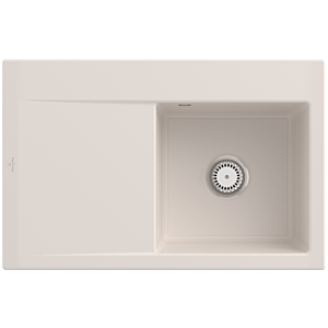 Villeroy und Boch Subway Style 45 Einbauspüle 334701KR rechts, mit Ablaufgarnitur, Handbetätigung, crema CeramicPlus, 78 x 51 cm