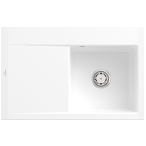 Villeroy et Boch Subway Style 45 évier encastrable 334701R1 droite, avec garniture de vidage , commande manuelle, blanc alpin CeramicPlus, 78 x 51 cm