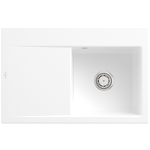 Villeroy und Boch Subway Style 45 Einbauspüle 334701RW rechts, mit Ablaufgarnitur, Handbetätigung, stone white CeramicPlus, 78 x 51 cm