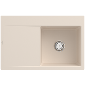 Villeroy and Boch Subway Style 45 Flat flush-mounted sink 33471FFU right, with drain fitting, manual operation, ivory CeramicPlus, 78 x 51 cm