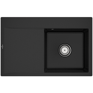 Villeroy and Boch Subway Style 45 Flat flush-mounted sink 33471FJ0 right, with drain fitting, manual operation, chromite CeramicPlus, 78 x 51 cm