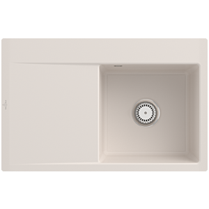 Villeroy and Boch Subway Style 45 Flat flush-mounted sink 33471FKR right, with drain fitting, manual operation, crema CeramicPlus, 78 x 51 cm