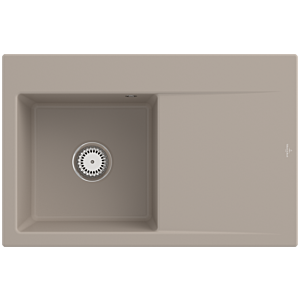 Villeroy et Boch Subway Style 45 Évier plat à encastrer 334801AM gauche, avec garniture de vidage , commande manuelle, amande CeramicPlus, 78 x 51 cm