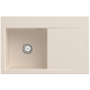 Villeroy et Boch Subway Style 45 Évier plat à encastrer 334801FU gauche, avec garniture de vidage , commande manuelle, ivoire CeramicPlus, 78 x 51 cm