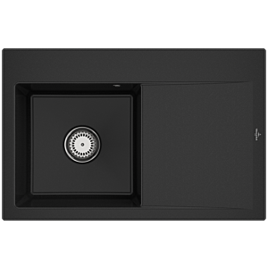 Villeroy et Boch Subway Style 45 Évier plat à encastrer 334801J0 gauche, avec garniture de vidage , commande manuelle, chromite CeramicPlus, 78 x 51 cm