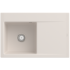 Villeroy et Boch Subway Style 45 Évier plat à encastrer 334801KR gauche, avec garniture de vidage , commande manuelle, crema CeramicPlus, 78 x 51 cm
