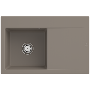Villeroy et Boch Subway Style 45 Évier plat à encastrer 334801TR gauche, avec garniture de vidage , commande manuelle, bois CeramicPlus, 78 x 51 cm