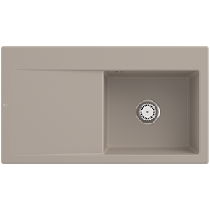 Villeroy und Boch Subway Style 50 Einbauspüle 335101AM Becken rechts, Ablaufgarnitur mit Handbetätigung, 900 x 510 mm, Almond