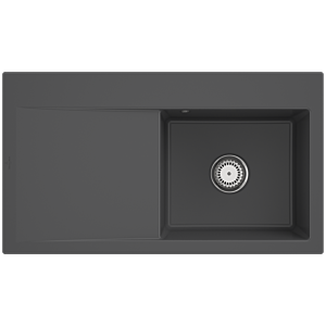 Villeroy and Boch Subway Style 50 built-in sink 335101i4 basin right, drain fitting with manual operation, 900 x 510 mm, graphite