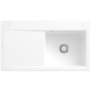 Villeroy and Boch Subway Style 50 built-in sink 335101KG basin right, drain fitting with manual operation, 900 x 510 mm, Snow White