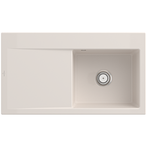 Évier encastrable Villeroy et Boch Subway Style 50 335101KR vasque à droite, garniture de vidange avec commande manuelle, 900 x 510 mm, Crema