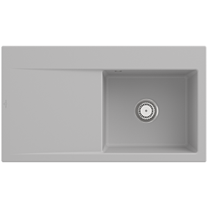 Villeroy und Boch Subway Style 50 Einbauspüle 335101SM Becken rechts, Ablaufgarnitur mit Handbetätigung, 900 x 510 mm, Steam