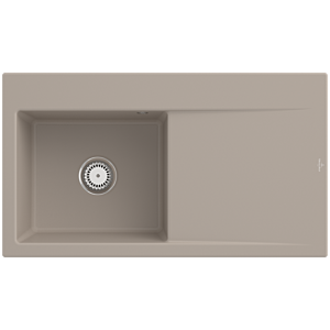 Villeroy und Boch Subway Style 50 Einbauspüle 335201AM Becken links, 900 x 510 mm, Ablaufgarnitur mit Handbetätigung, Almond