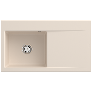 Villeroy und Boch Subway Style 50 Einbauspüle 335201FU Becken links, 900 x 510 mm, Ablaufgarnitur mit Handbetätigung, Ivory