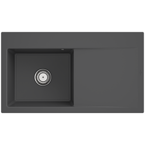 Villeroy und Boch Subway Style 50 Einbauspüle 335201i4 links, mit Ablaufgarnitur, 900 x 510 mm, Handbetätigung, graphit CeramicPlus