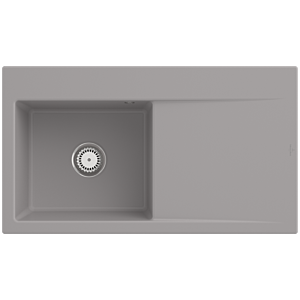 Villeroy und Boch Subway Style 50 Einbauspüle 335201KD links, mit Ablaufgarnitur, 900 x 510 mm, Handbetätigung, fossil CeramicPlus